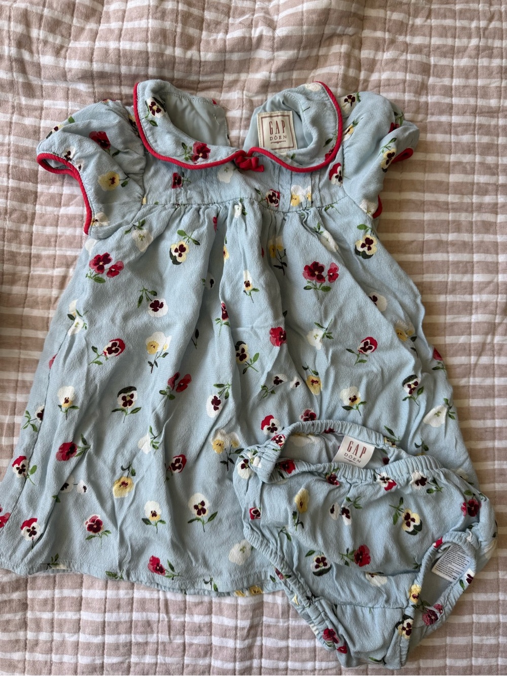 GAP x Doen Baby Blue Floral Pansy Dress with Bloomers